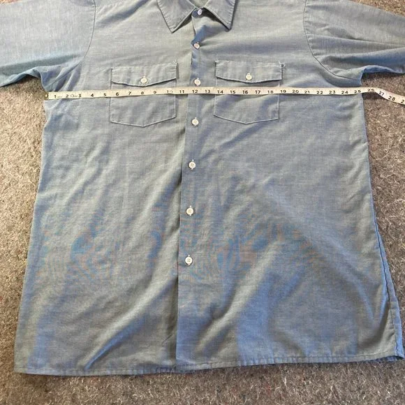 Dickies Button Down Shirt Mens Adult 17-17.5" Sleeve 34/35 Blue Long Sleeve USA - Picture 11 of 15